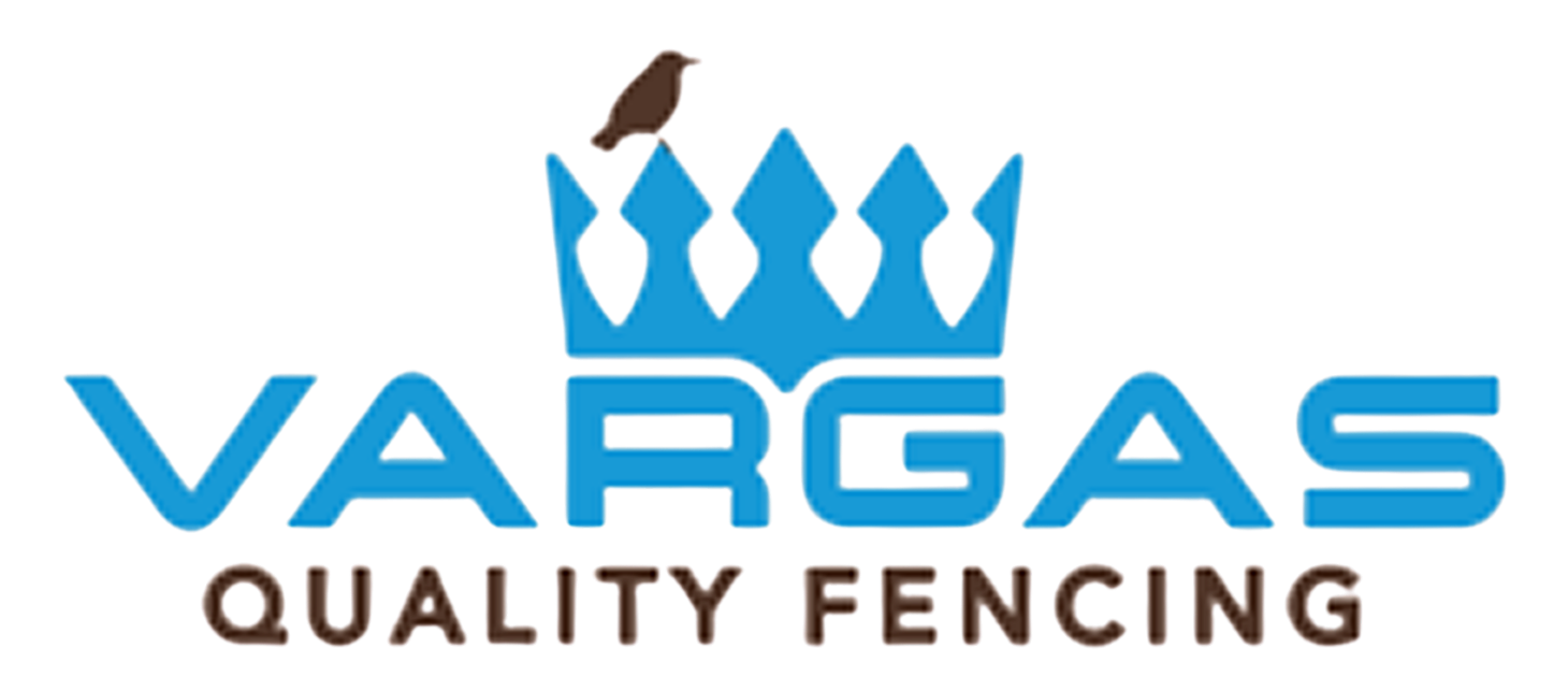 Vargas Quality Fencing logo with blue crown and text on white background