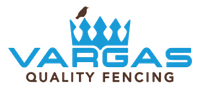 Vargas Quality Fencing logo with blue crown and text on white background