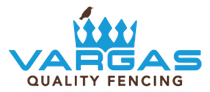Vargas Quality Fencing logo with blue crown and text on white background