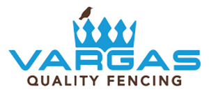 Vargas Quality Fencing logo with blue crown and text on white background