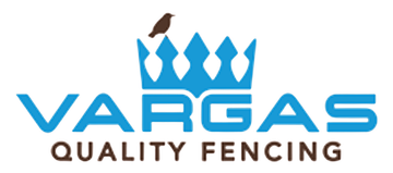 Vargas Quality Fencing logo with blue crown and text on white background