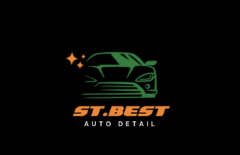 A green and orange logo for st.best auto detail