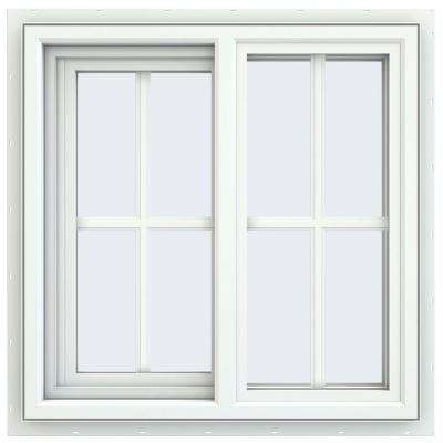 A white sliding window with a white frame on a white background.