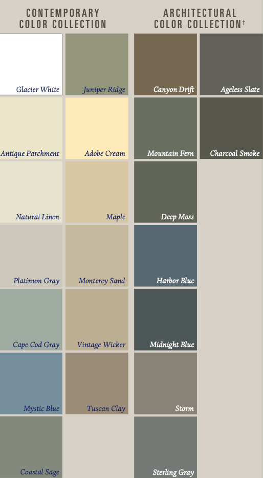 A contemporary color collection and an architectural color collection