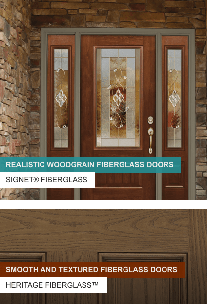 A brochure for smooth and textured fiberglass doors