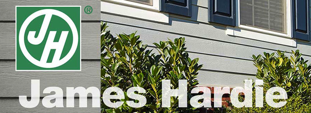 A james hardie logo is next to a picture of a house