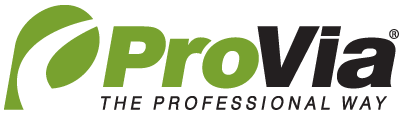 The provia logo is green and black and says the professional way.