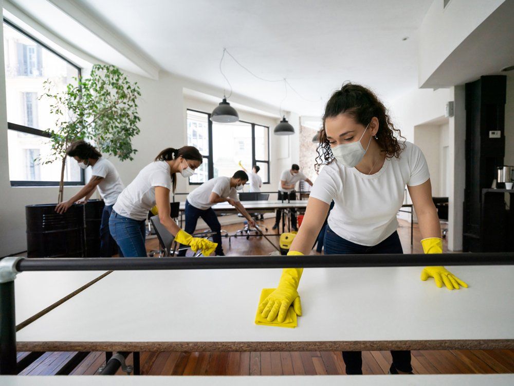 Workers Cleaning The Office Space - Houston, TX - All Premiere Service Solutions Workers Cleaning The Office Space - Houston, TX - All Premiere Service Solutions