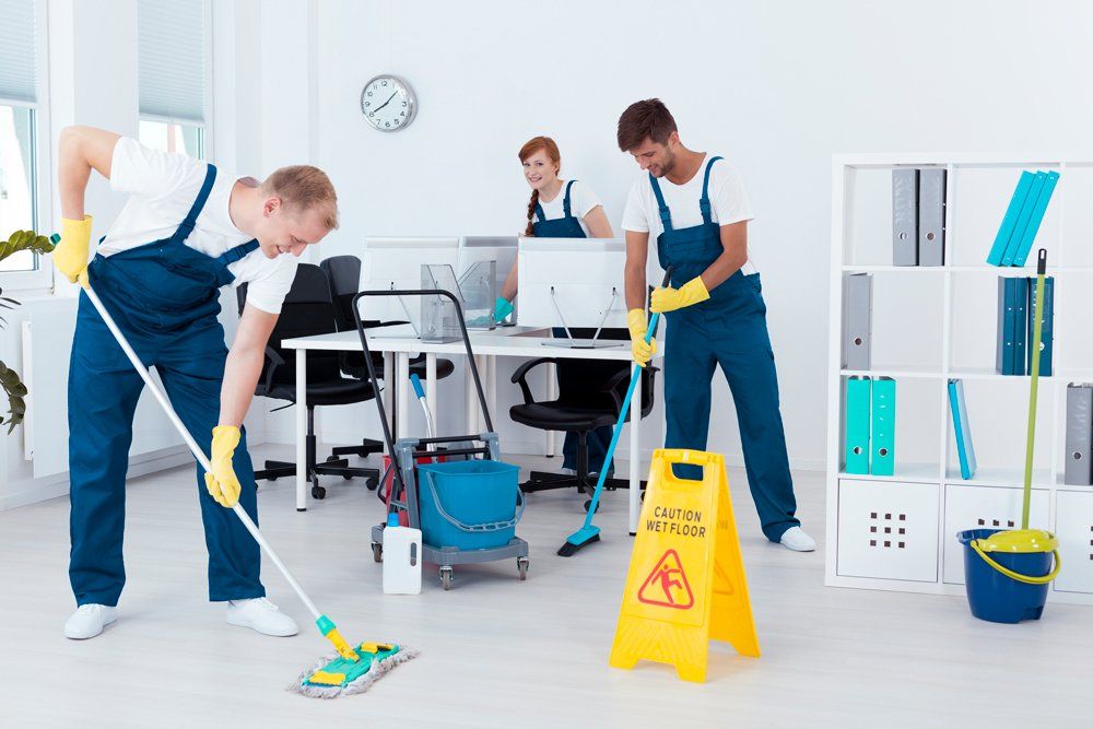 Workers Cleaning The Office - Houston, TX - All Premiere Service Solutions