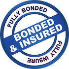 A blue circular logo that reads