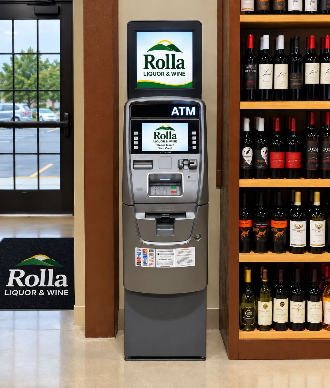 Retail ATM inside a Rolla, MO liquor store, providing customers convenient access to cash.