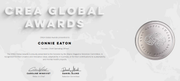 CREA Global Awards certificate with silver seal and signatures on a light gray background