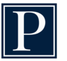 The letter p is in a blue square on a white background.
