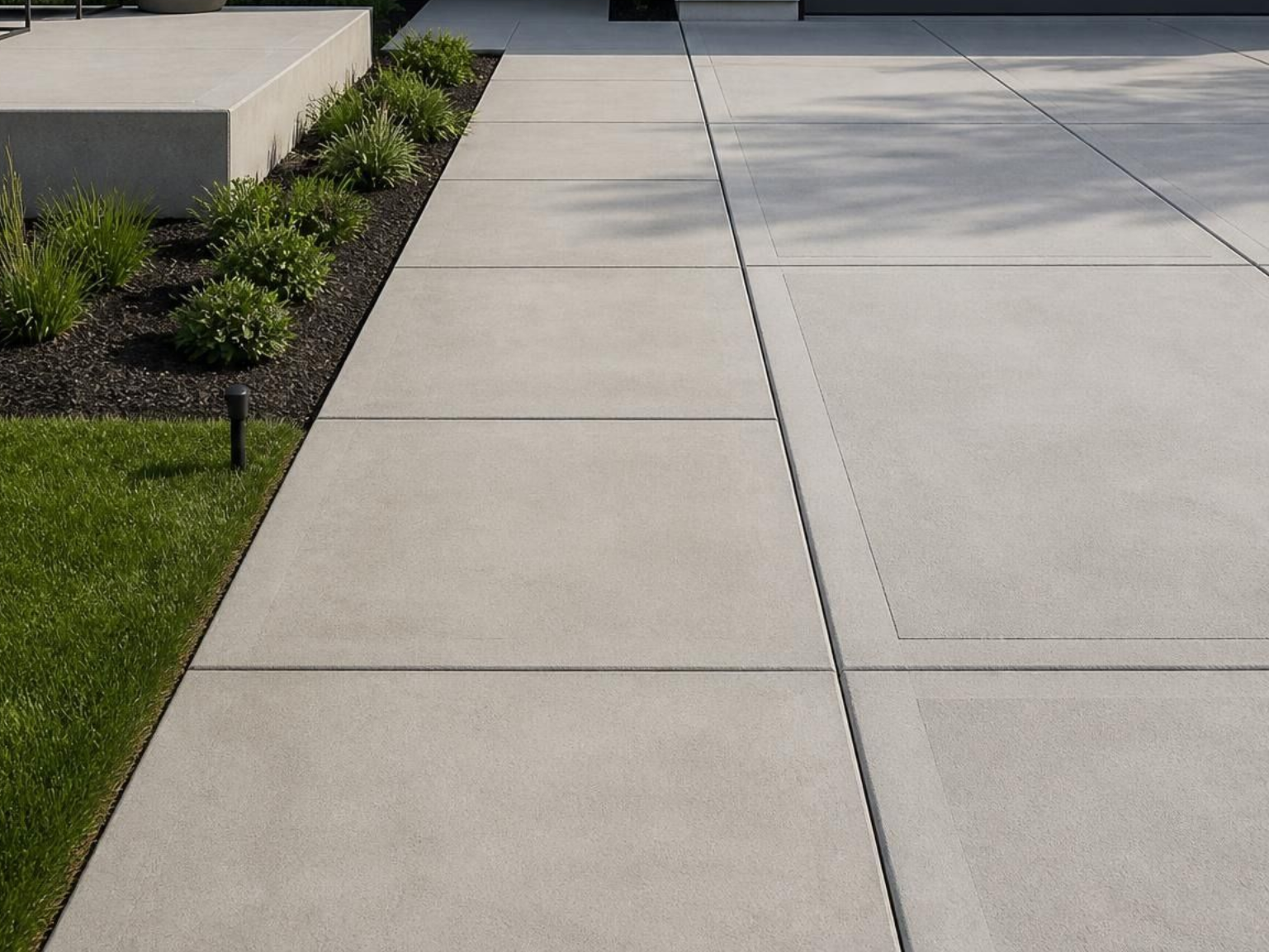 Concrete slabs for the driveway.