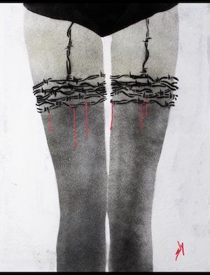 urban pop art by sly barbed stockings