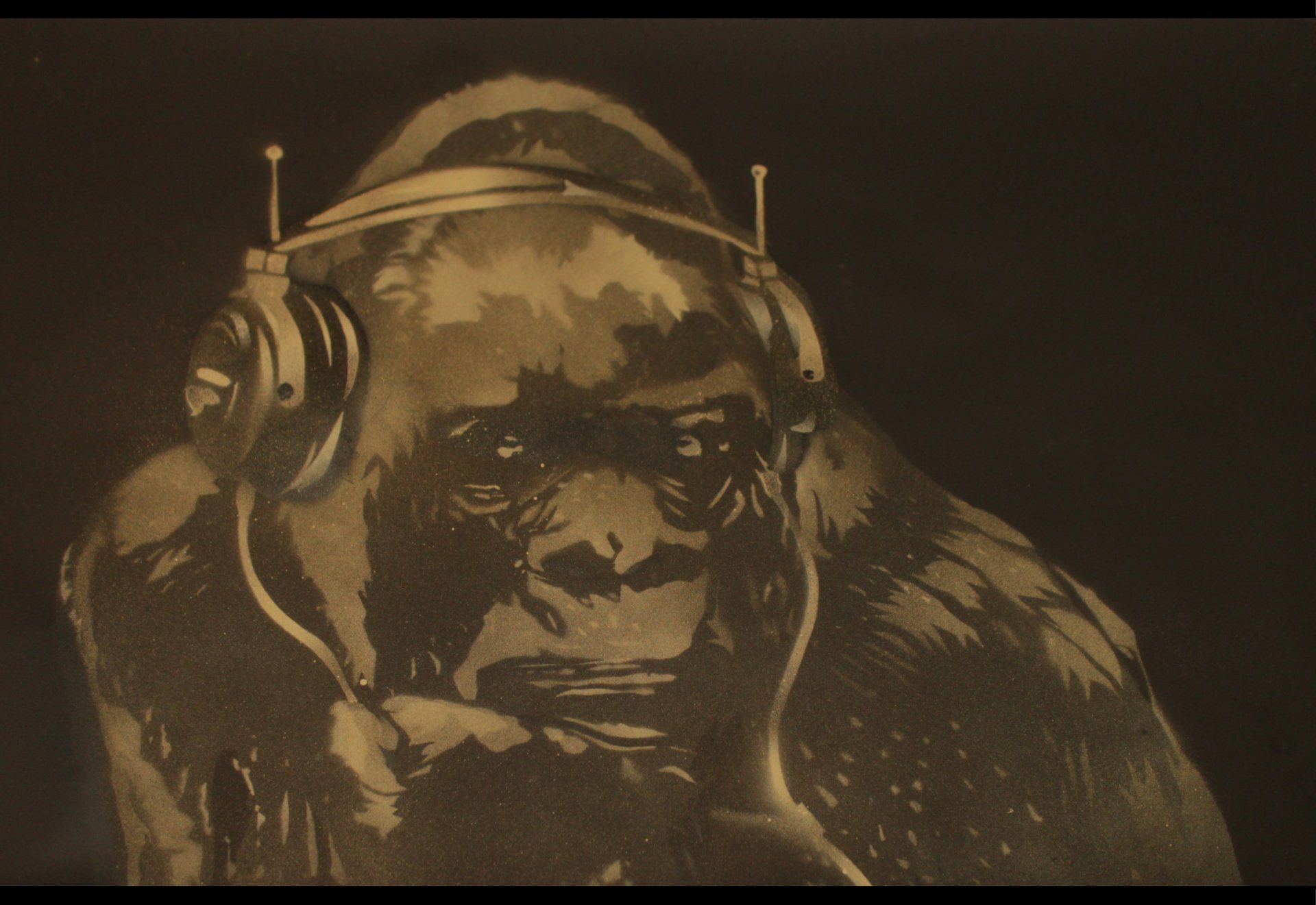 Urban Pop art by Sly. Gorilla in the groove.