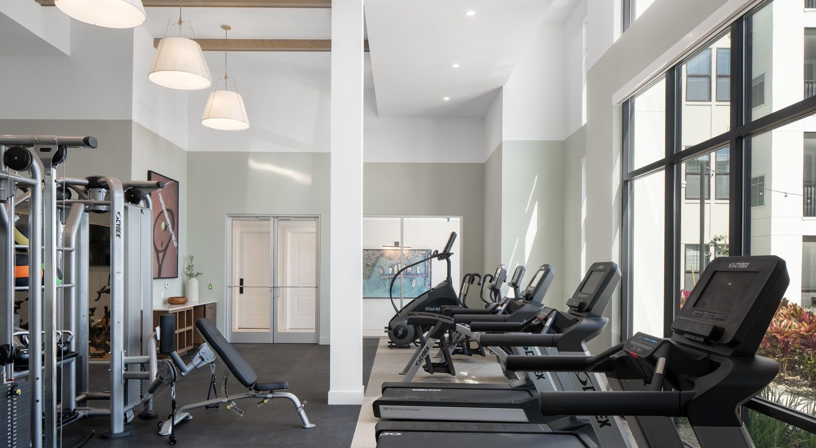 Fitness center at Cirrus at Aqua in Bradenton, FL.