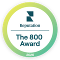 2026 Reputation 800 Award badge.