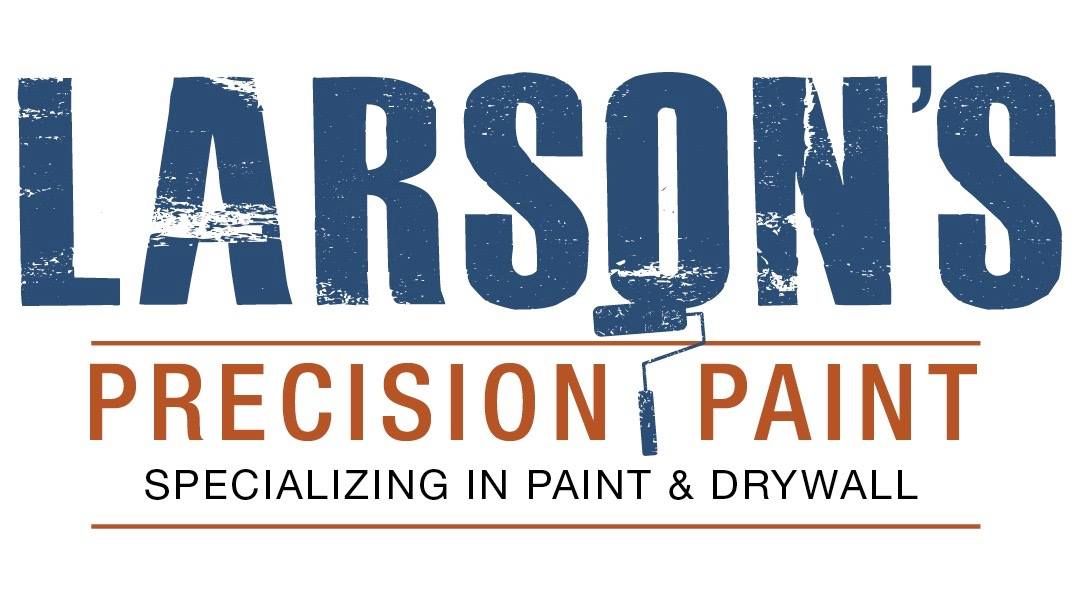 The logo for Larson 's Precision Paint specializing in paint and drywall
