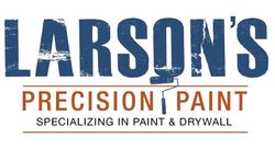 The logo for Larson 's Precision Paint specializing in paint and drywall