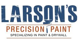 The logo for Larson 's Precision Paint specializing in paint and drywall