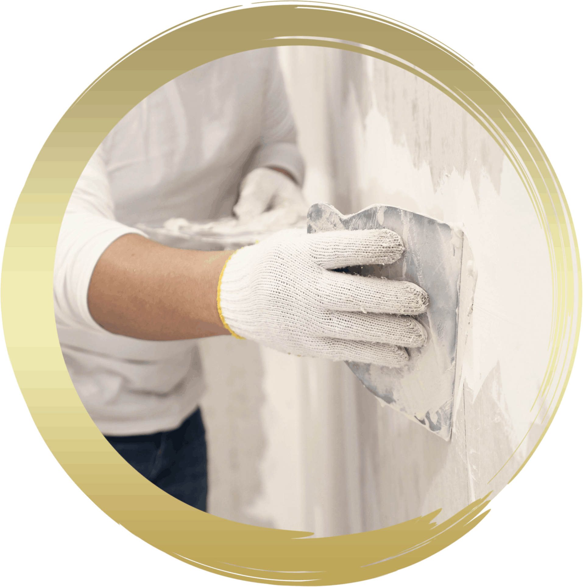 a man is plastering a wall with a spatula
