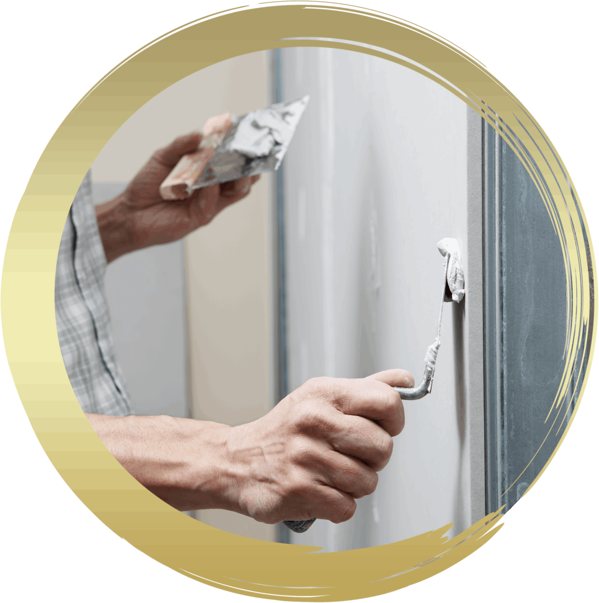a man is plastering a wall with a spatula