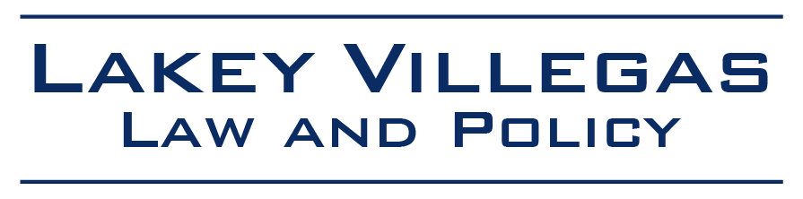 The logo for lakey villegas law and policy