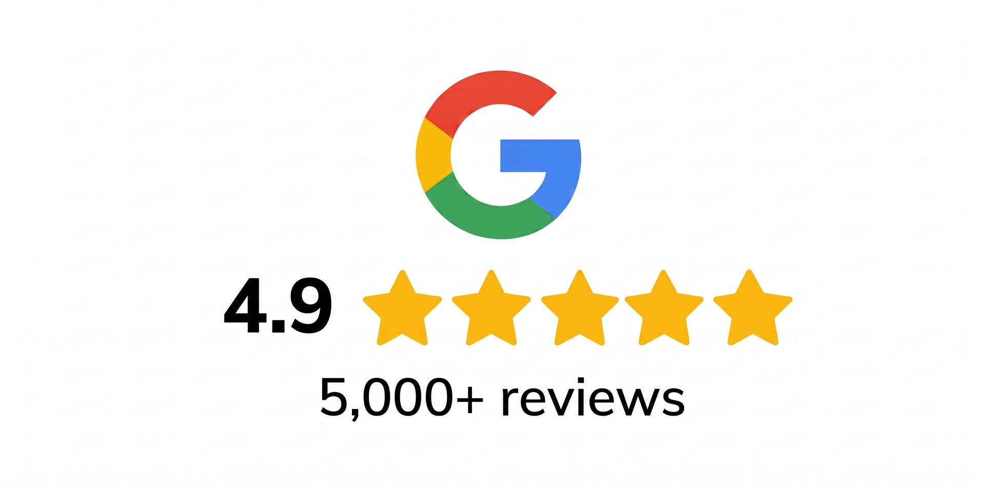 Google rating graphic showing 4.9 stars and 5,000+ reviews