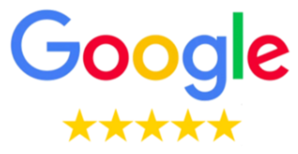 Google logo with five gold stars, indicating a five-star rating.