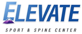 Elevate Sport & Spine Center logo in blue and purple text