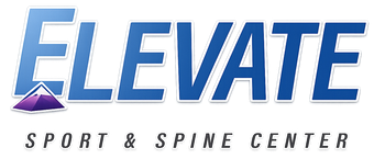 Elevate Sport & Spine Center logo in blue and purple text