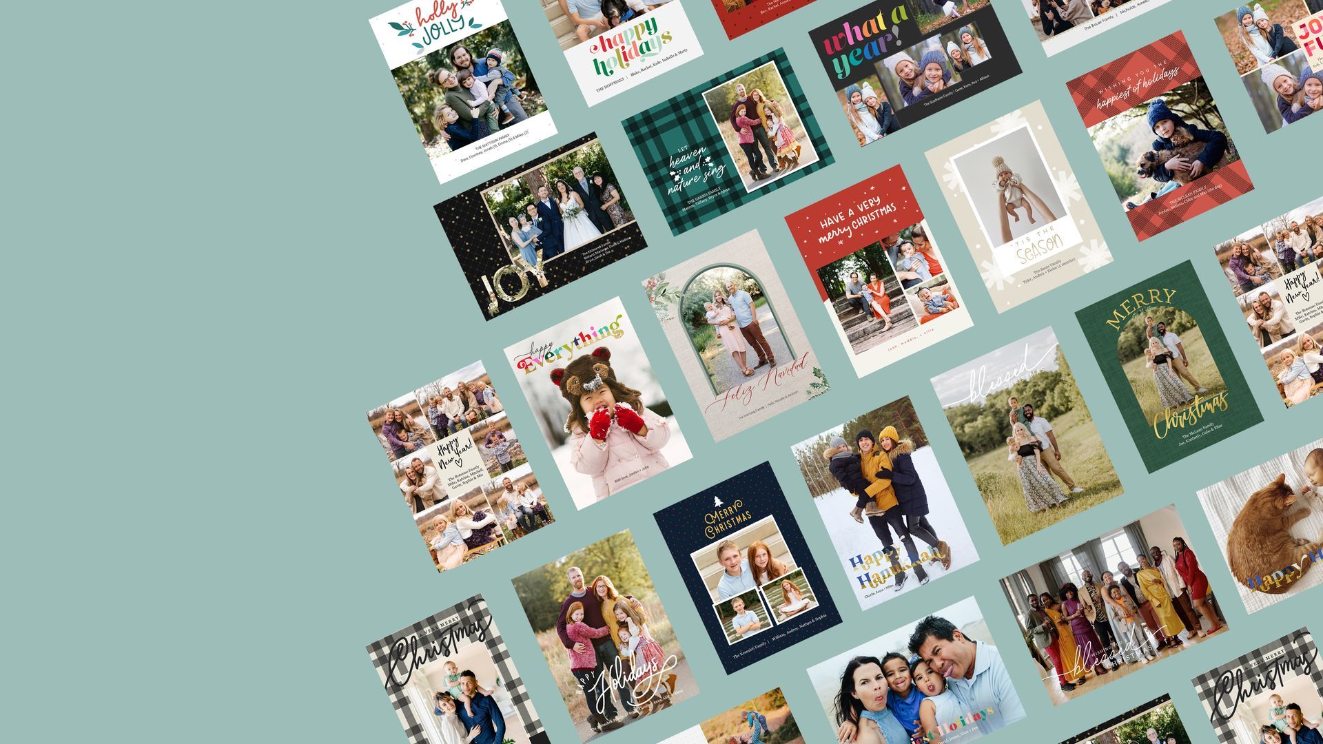 Multiple Holiday photo cards ready to be customized