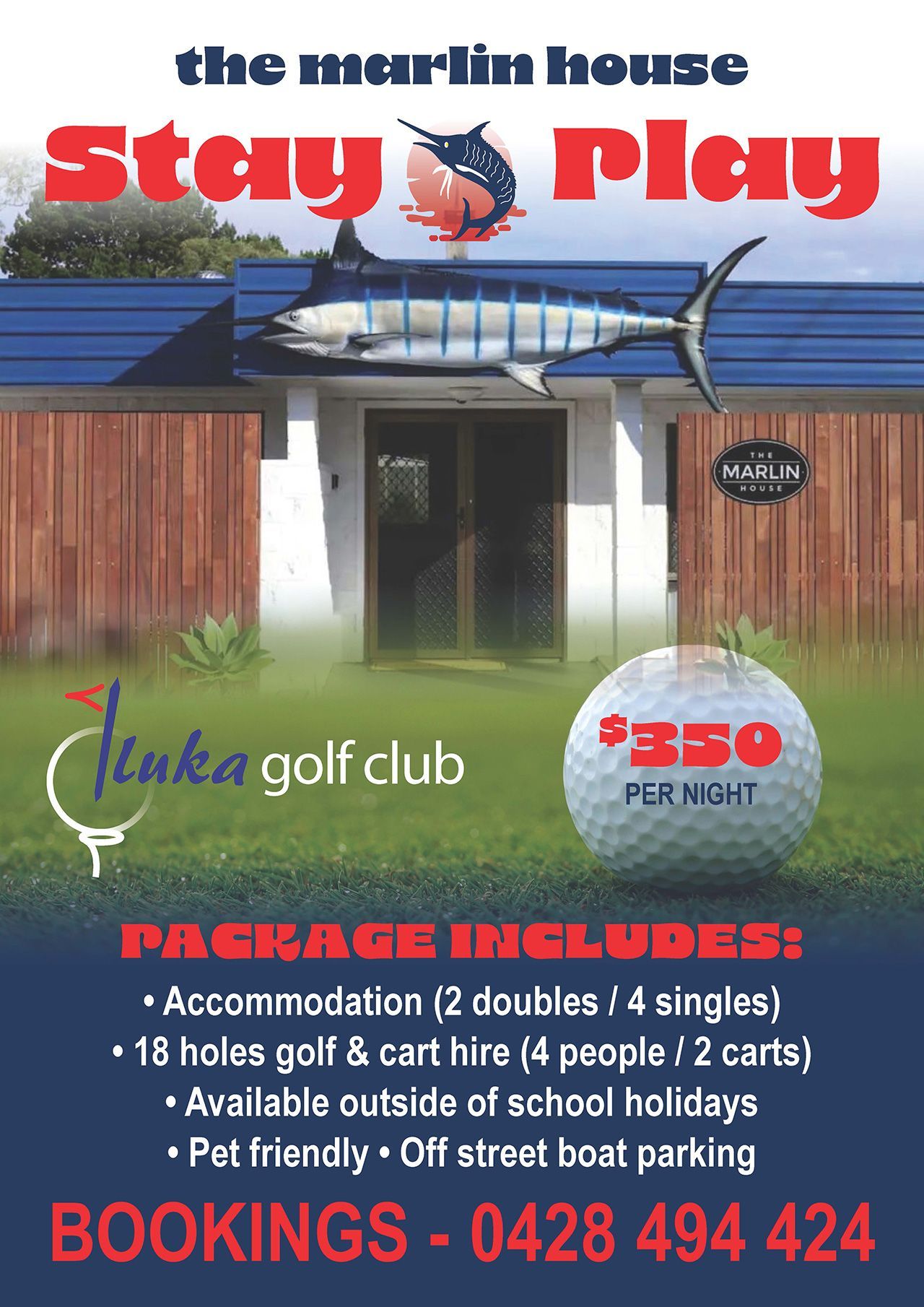 The Marlin House Stay & Play package with Iluka Golf Club.