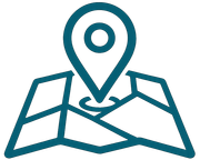 Teal map with location pin icon