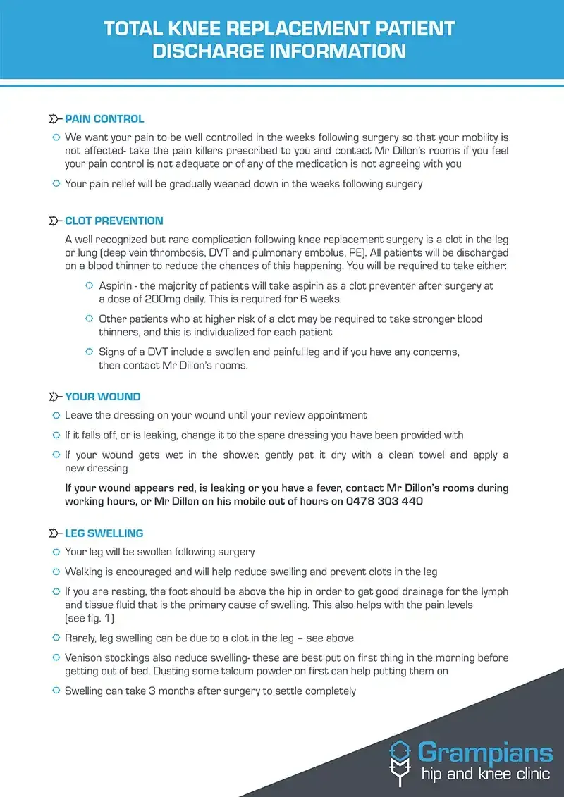 Total Knee Replacement Patient Discharge INformation