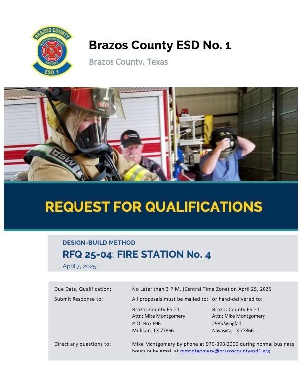 A request for qualifications for Brazos county esd no. 1