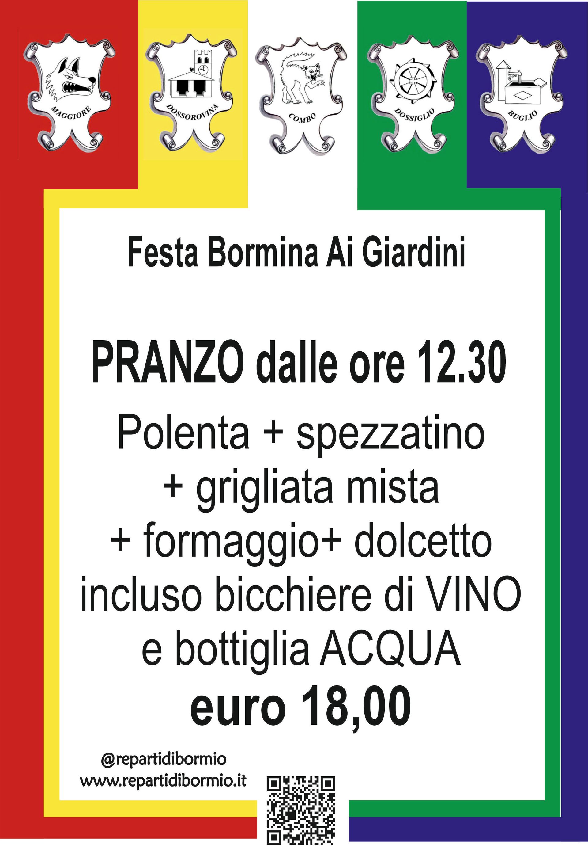 Un poster colorato con un menù per una festa.