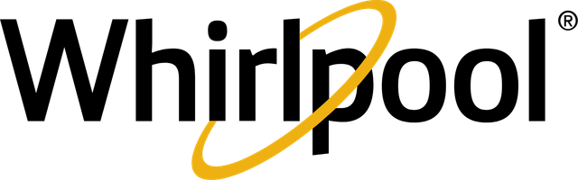Whirlpool logo in black text with a yellow orbit swoosh around the letter “p”