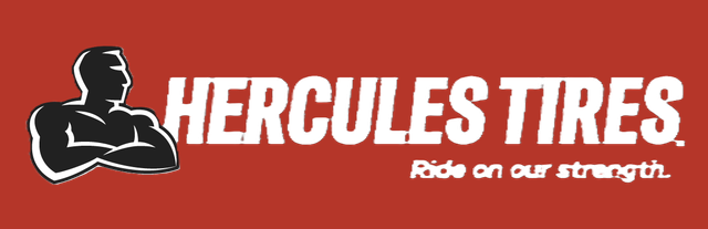 Hercules Tires logo with a muscular figure and the tagline “Ride on our strength.”