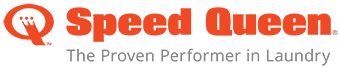 Speed Queen logo with red icon and orange text, tagline “The Proven Performer in Laundry” underneath