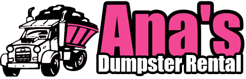 Ana&rsquo;s Dumpster Rental logo with a cartoon truck and pink text