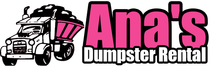 Ana’s Dumpster Rental logo with a cartoon truck and pink text