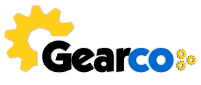 Gearco logo with yellow gear icon and black-blue text