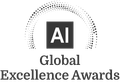 AI Global Excellence Awards logo with dotted arc and black square AI icon