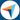 Blue-and-white logo with a colorful three-point arrow shape inside a white circle