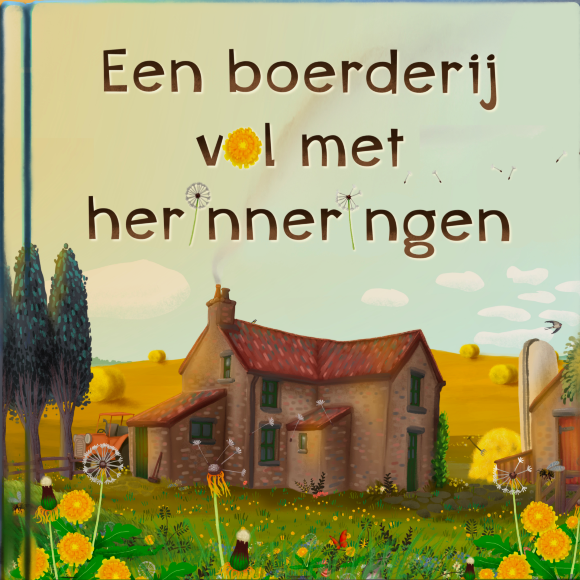 Illustratie van een Nederlandse boerderij met de tekst: