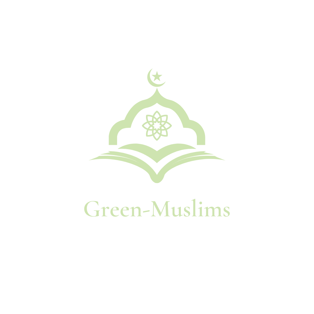 Logo van Green-Muslims: een lichtgroene moskee-achtige structuur bovenop een open boek met een ster en een halve maan.