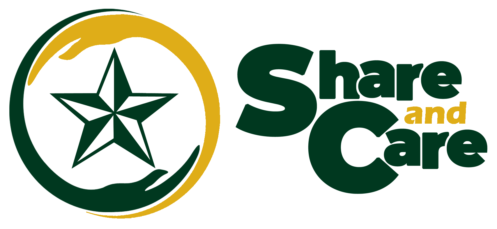 Share and Care logo with green star emblem in a gold circle and dark green text