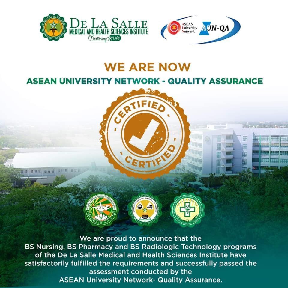 De La Salle University logo with “ASEAN University Network-Quality Assurance” certified badge and accreditation text